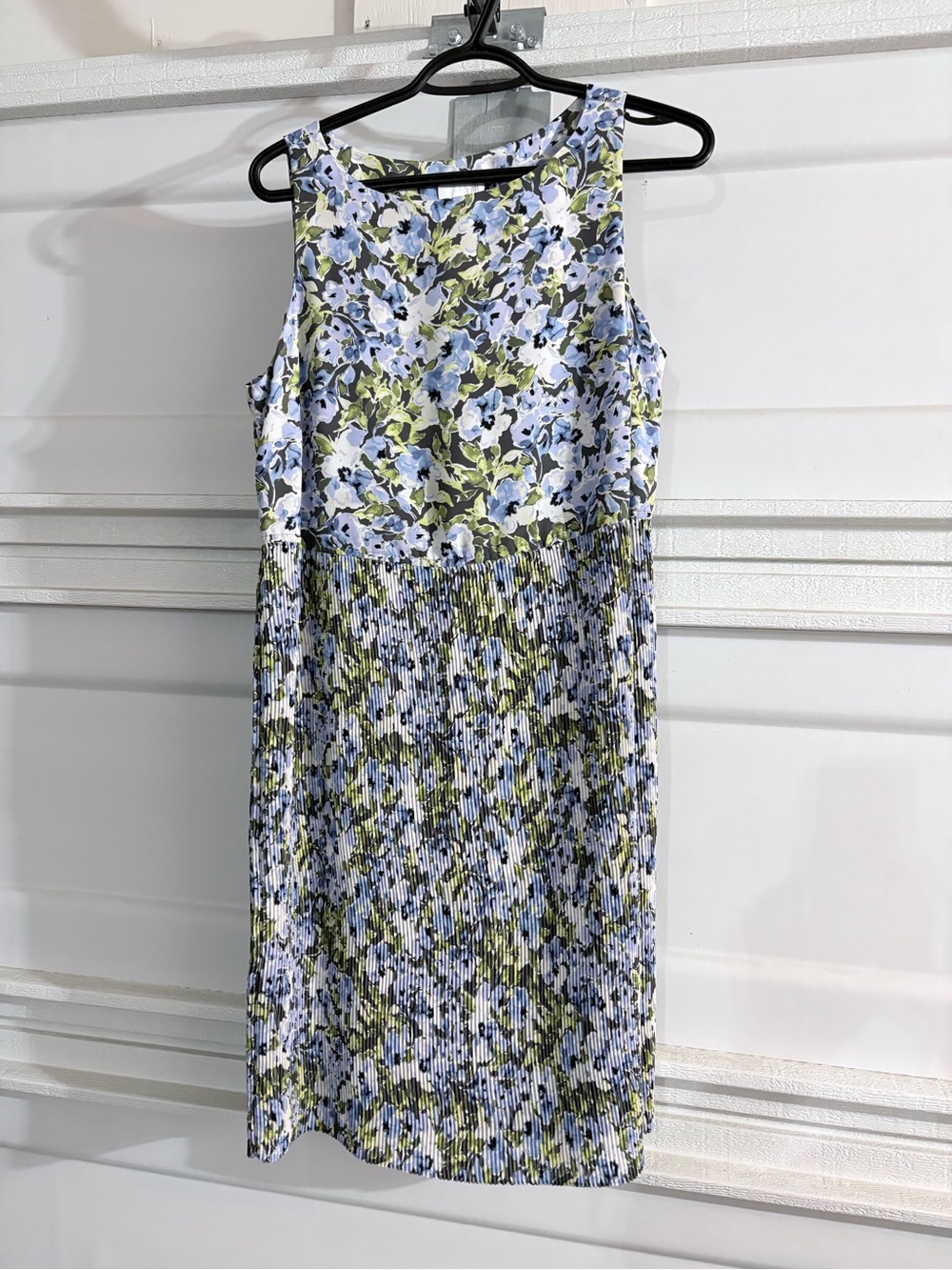 J Jill granite water flower Petite floral dress pleated skirt shift sleeveless